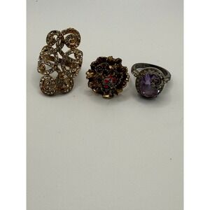 Vintage Style Statement Ring Lot 3pc